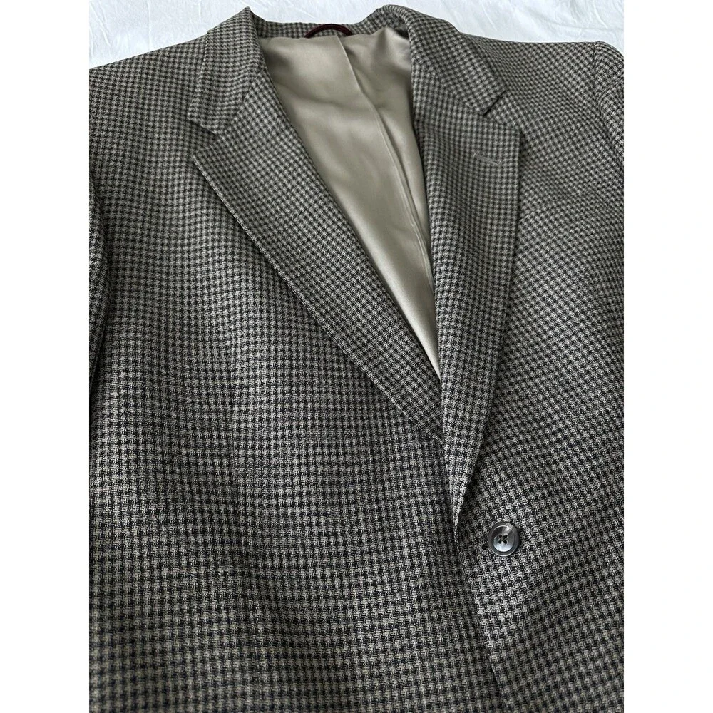 Hart Schaffner Marx Houndstooth Blazer Men 44R Wool Sport Coat